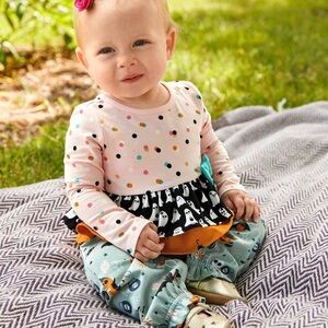 Matilda Jane Halloween scary cute romper Baby Outfit - Black, Orange, and Green
